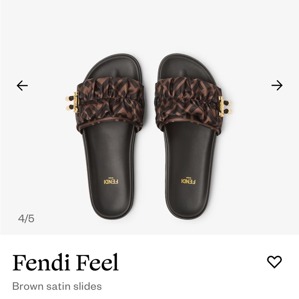 Fendi Brown Satin Slides - Picture 7 of 8